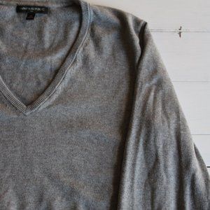 Banana Republic Grey V-Neck Knit Sweater, 100% Cotton